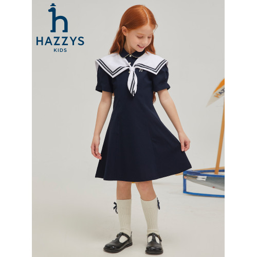 hazzys哈吉斯童裝女童連衣裙2025夏新娃娃領翻領俏皮polo裙