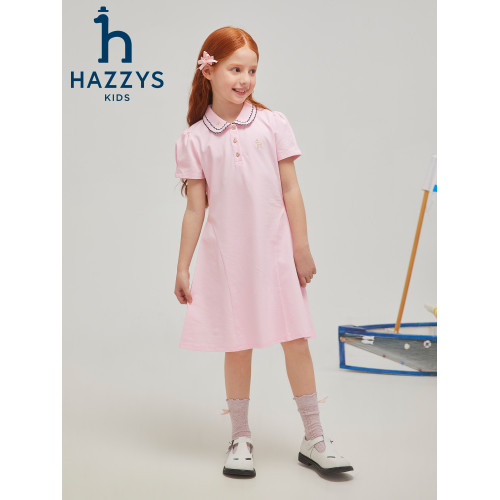 hazzys哈吉斯童裝女童連衣裙2025夏新娃娃領翻領俏皮polo裙