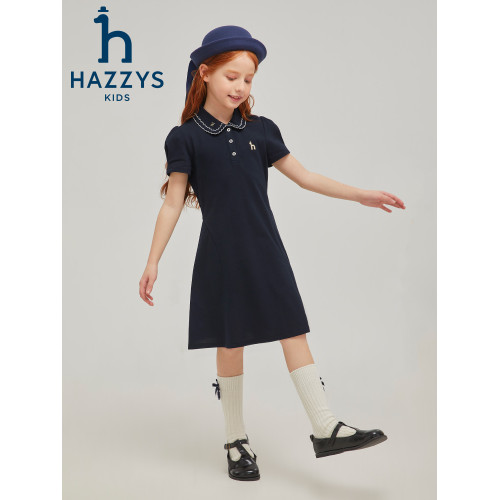 hazzys哈吉斯童裝女童連衣裙2025夏新娃娃領翻領俏皮polo裙