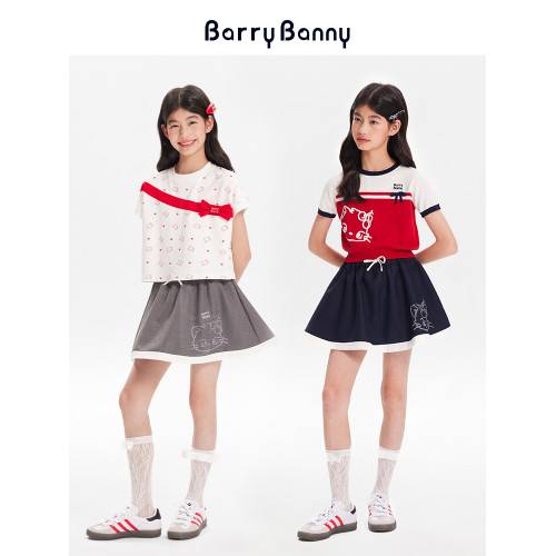 BarryBanny女大童半身裙2025夏季薄款新款兒童短裙女孩防走光裙子