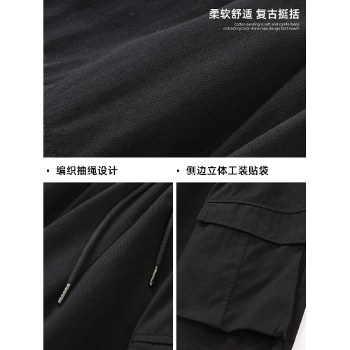 WASSUP夏季新款五分褲休閒短褲工裝寬松休閒復古潮流百搭濶腿褲子