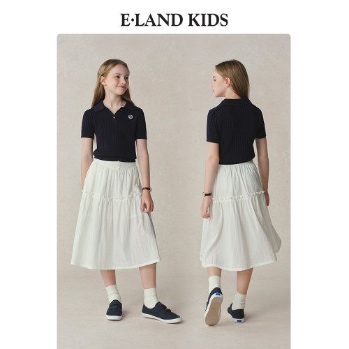 eland kids衣戀童裝女童半身裙2025年夏學院畢業芭蕾風兒童裙子