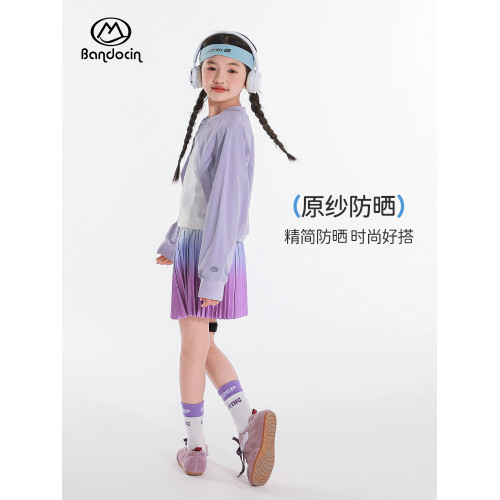 半度閒女童防曬短款披肩夏季薄款透氣2025新款兒童夏裝防紫外線潮