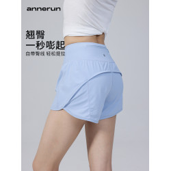 annerun健身短褲女休閒跑步運動褲高腰防走光速乾跑步短褲瑜伽褲