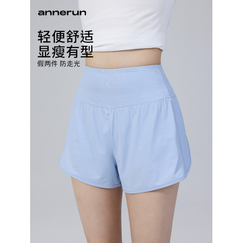 annerun健身短褲女休閒跑步運動褲高腰防走光速乾跑步短褲瑜伽褲