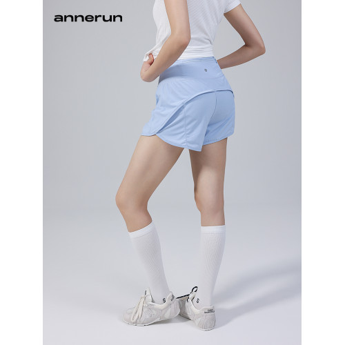 annerun健身短褲女休閒跑步運動褲高腰防走光速乾跑步短褲瑜伽褲