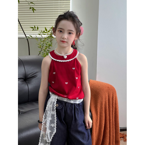 女童T恤2025夏季新款兒童韓版休閒上衣夏裝薄款女孩洋氣無袖背心
