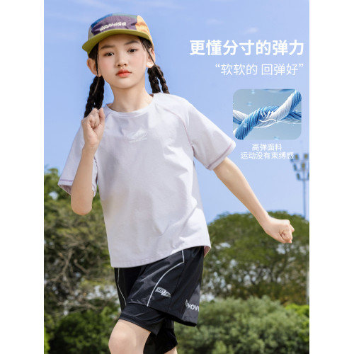 女童速乾衣夏季2025新款兒童運動短袖T恤訓練服套裝女大童夏上衣