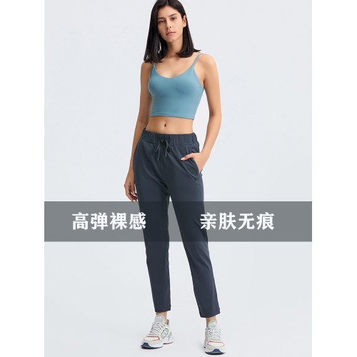 lu運動褲女寬松直筒夏薄款休閒透氣彈力速乾束腳外穿瑜伽健身褲