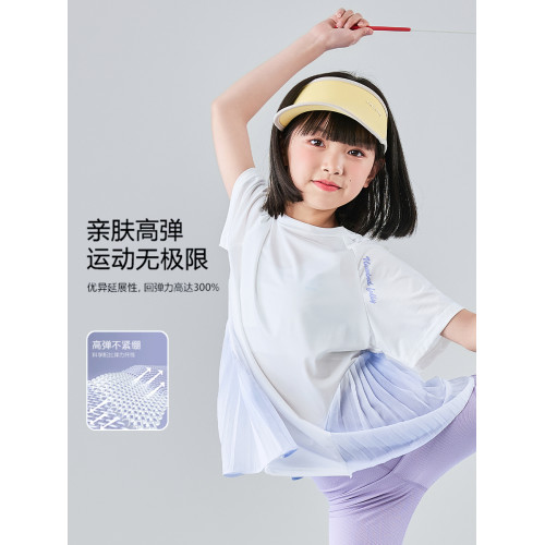 女童速乾短袖夏季新款女大童運動T恤冰絲兒童訓練衣羽毛球服上衣