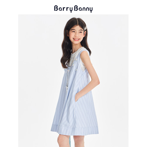 BarryBanny女童立體花背心裙2025夏季新款兒童女孩裙子無袖連衣裙