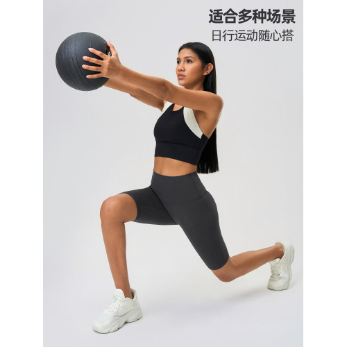 lu同款瑜伽五分褲女夏薄款外穿高腰提臀裸感塑形戶外健身運動褲