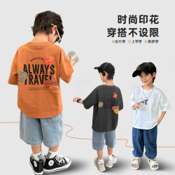 海媽家男童短袖T恤大童2025新款男孩夏裝純棉上衣兒童半袖童裝潮t