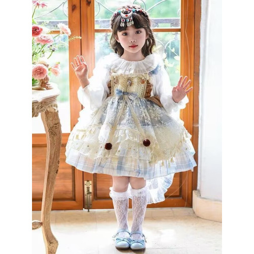 女童連衣裙夏季新款洛麗塔兒童高級異域風公主裙女孩生日禮服裙子