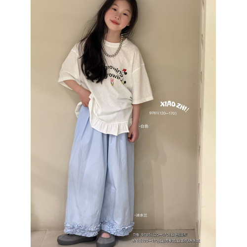 小智同學2025夏9785木耳邊短袖T恤9761木耳邊濶腿褲中大女童親子