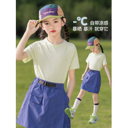 女童速乾衣女大童薄款運動短袖T恤網球羽毛球服訓練上衣兒童夏季