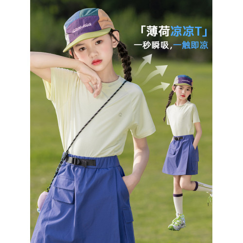 女童速乾衣女大童薄款運動短袖T恤網球羽毛球服訓練上衣兒童夏季