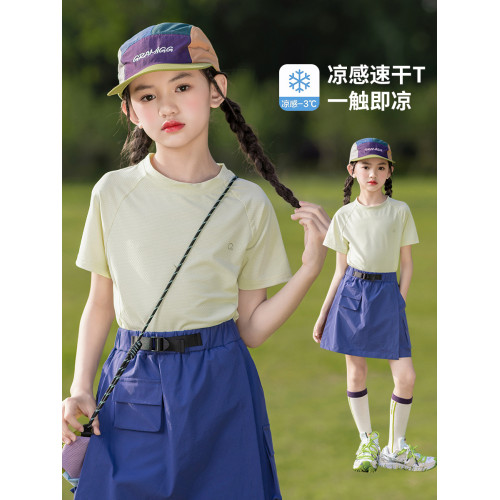 女童速乾衣女大童薄款運動短袖T恤網球羽毛球服訓練上衣兒童夏季