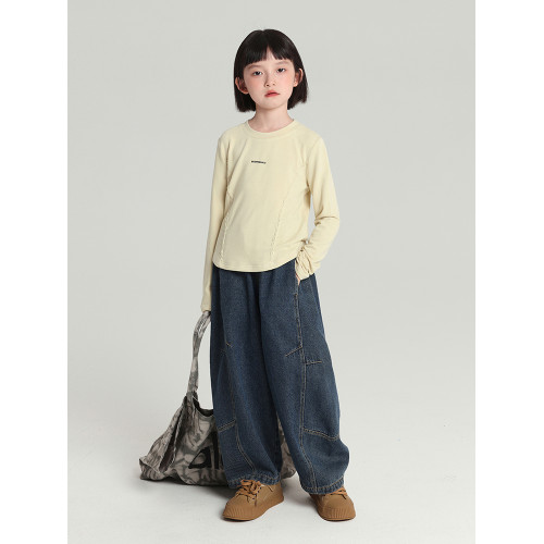 布丁哈魯童裝秋裝女童褲子2025春秋新款兒童休閒寬松牛仔褲女大童