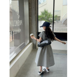 女童夏季連衣裙洋氣女孩字母短袖不規則半身裙韓系休閒夏款兩件套