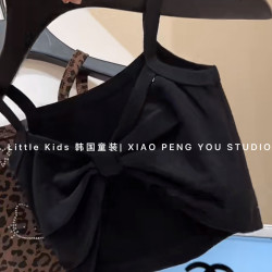 女童豹紋Kristen 吊帶背心夏裝2025女寶無袖上衣牛仔半身裙兩件套