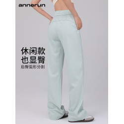 annerun涼感運動褲女休閒跑步爬山健身褲高腰顯瘦冰感防曬濶腿褲