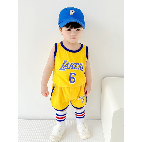 夏季男女寶寶背心套裝純棉小中童夏裝兒童運動套裝嬰兒籃球服兩件
