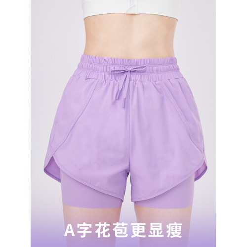 JSC高腰運動短褲女夏雙層健身跑步褲花苞褲拳擊透氣馬拉松運動褲