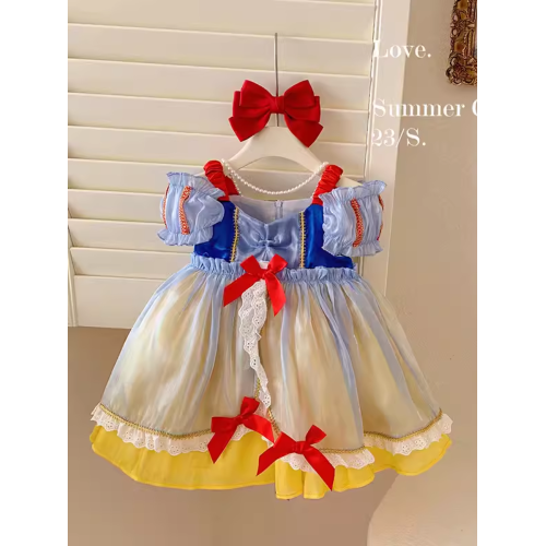 女童白雪公主裙子夏裝小女孩洛麗塔表演禮服裙子兒童蓬蓬紗連衣裙