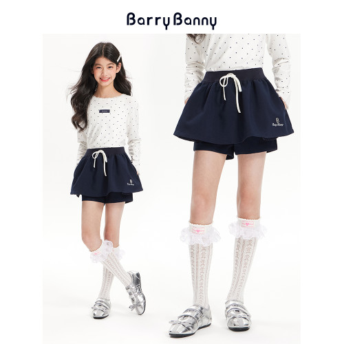 BarryBanny女童花苞褲裙2025夏季新款兒童復古芭蕾裙假兩件半身裙