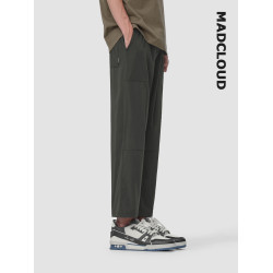 MAD官方 | Madcloud夏季輕薄涼感冰絲垂感濶腿褲休閒薄款九分褲男