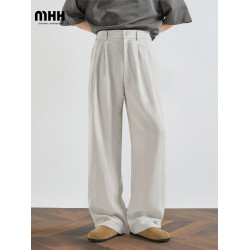 天絲萊賽爾高級垂感休閒西褲2025夏季寬松直筒冰絲薄款涼感濶腿褲