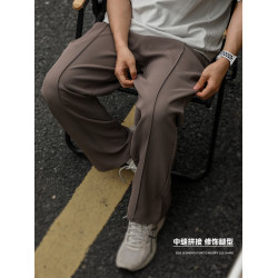 嘿馬七作日系復古夏季男士戶外寬松休閒褲潮牌直筒濶腿褲垂感西褲