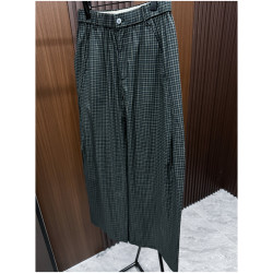 2025新款夏季純棉薄褲子男士休閒褲寬松潮牌高級感濶腿褲格子長褲