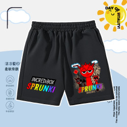 新款Sprunki節奏盒子短褲兒童夏季中高腰五分褲男女童休閒運動褲