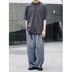 DICEOFF輕薄垂感面料西褲寬松直筒濶腿褲夏季休閒長褲男