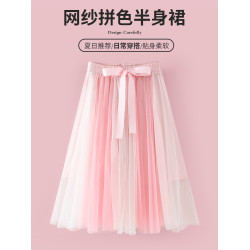 超仙女童半身裙夏季新款大兒童度假風公主裙子中長款女孩薄款夏裝