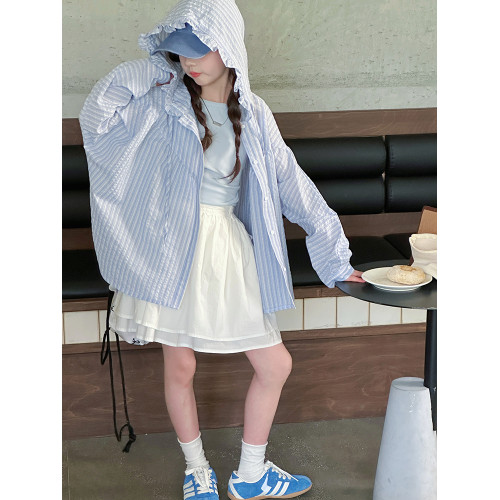 女童防曬衣外套夏季2025新款兒童洋氣中大童夏裝襯衫襯衣上衣女孩