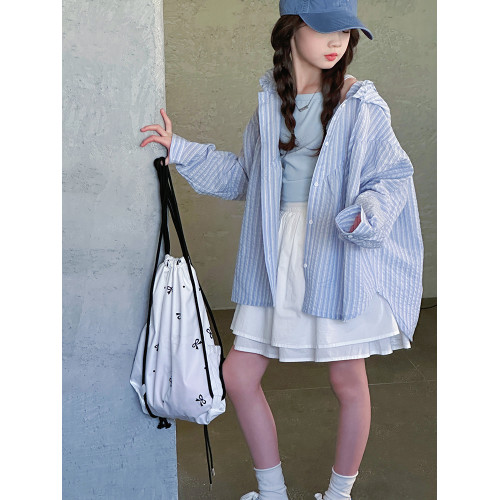 女童防曬衣外套夏季2025新款兒童洋氣中大童夏裝襯衫襯衣上衣女孩