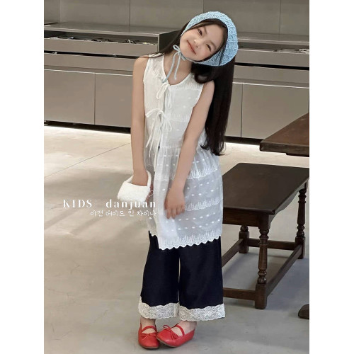 女童連衣裙2025新款夏季兒童洋氣時髦無袖背心裙中大童夏裝韓版潮