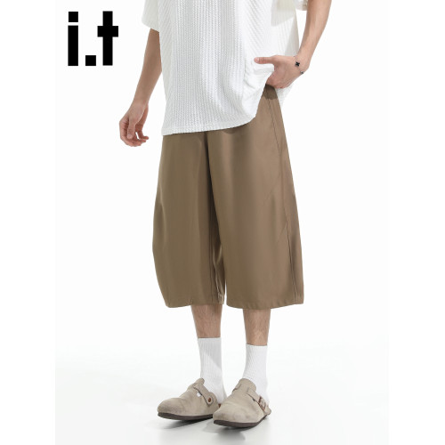 it :5cm/FIVECM薄款七分西裝褲濶腿褲男款2025新款夏直筒寬松短褲