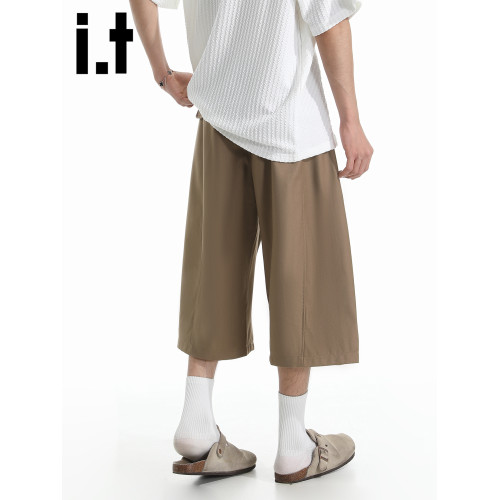 it :5cm/FIVECM薄款七分西裝褲濶腿褲男款2025新款夏直筒寬松短褲