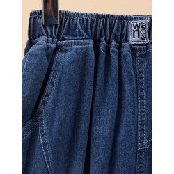 女大童女裝胖女童大碼女孩夏裝薄款2025新款濶腿褲子高腰牛仔短褲