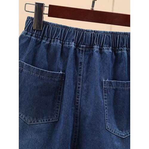 女大童女裝胖女童大碼女孩夏裝薄款2025新款濶腿褲子高腰牛仔短褲