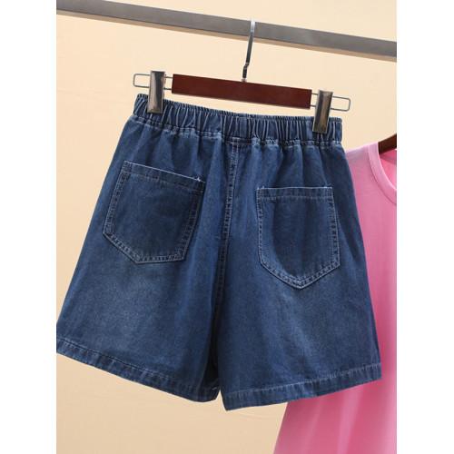 女大童女裝胖女童大碼女孩夏裝薄款2025新款濶腿褲子高腰牛仔短褲