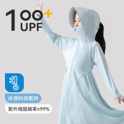 女童防曬衣中大童2025夏新款長款冰絲外套防紫外線兒童透氣防曬服