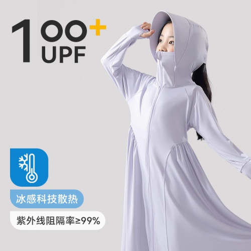 女童防曬衣中大童2025夏新款長款冰絲外套防紫外線兒童透氣防曬服