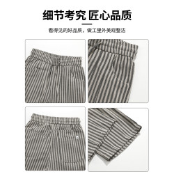 it :5cm/FIVECM美式松緊腰條紋濶腿褲男女款2025夏季休閒直筒長褲