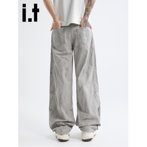 it :5cm/FIVECM水墨漸變潮牌休閒濶腿褲男款2025夏季寬松直筒長褲