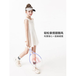 女童背心連衣裙2025夏季薄款兒童透氣速乾運動網球羽毛球短袖裙子